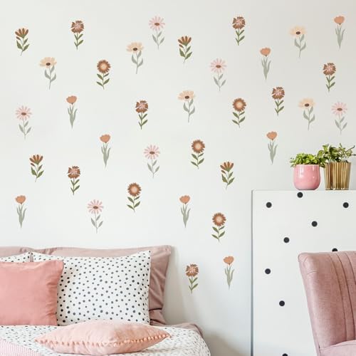 12Sheet Boho Wall Decals, 72Pcs Cute Flower Wall Decals, Flower