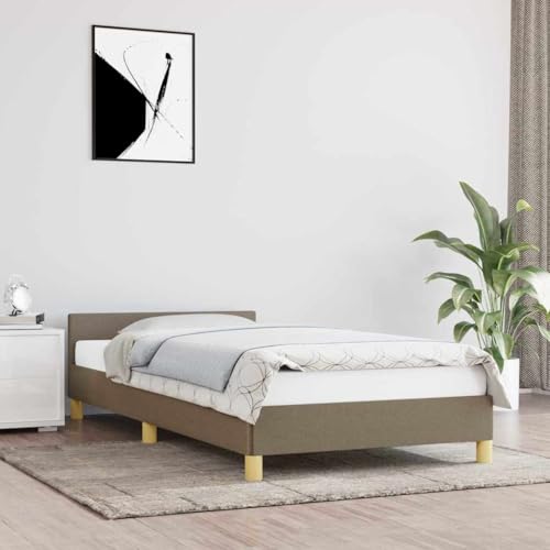 HOMEELIKE Stoffbett 100x200 cm In Taupe Ohne Matratze Mit Kopfteil