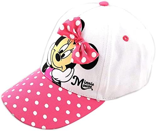 Disney Girls' Minnie Mouse Baseball Cap – 3D Bow Curved Brim Strap Back Hat (4-7), Size 4-7 Years, Minnie Polka Dot
