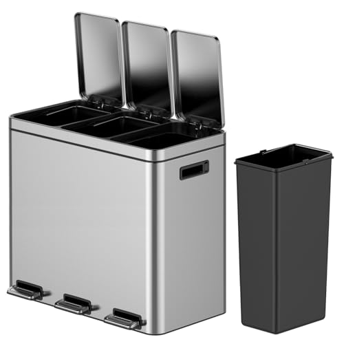 Caneca de basura rectangular Takywep 60 L acero inoxidable