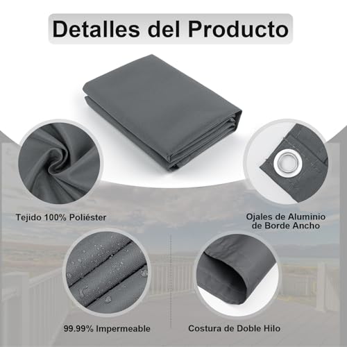 Miniatura 3 de Axt Shade Pantalla Privacidad Balcón Impermeable Ocultacion Balcon Protección Viento Y Los Rayos Uv Con Ataduras De Cables Para Exterior Terraza 90x300cm-Antracita