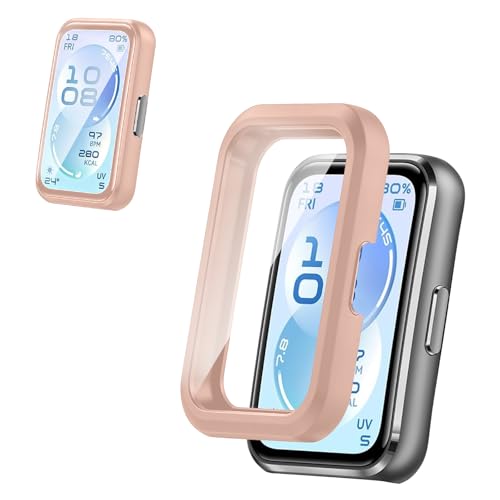 For HUAWEI Band 11 Aluminum Edition �p �P�[�X �J�o�[ KONXISA HUAWEI Band 11 Aluminum Edition �J�o�[+�t�B���� ��̌^�iPC�P�[�X+�K���X�t�B�����j�����ߗ� �C�菝�h�~ �Ռ��z��