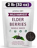 Elderberries Dried Bulk | Whole European Elderberry Dried, Wildcrafted All Natural | Non-GMO, Non-irradiated | Immunity Booster Antioxidants and Vitamins | Make Syrup, Tea| 2 lb (32 oz)