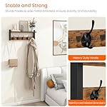 Homode Wall Hooks with Shelf, Wood Coat Rack with Shelf Wall-Mounted, Entryway Hanging Shelves with 5 Metal Hooks for Clothes Hats Towel Purse Robes, Bathroom Mudroom Bedroom, Rustic Brown Black - Image 4