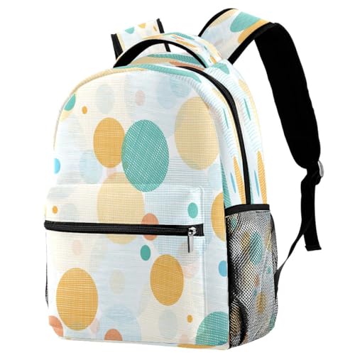 Sac à dos à motif cercles ronds jaune et bleu pour lycéens et étudiants