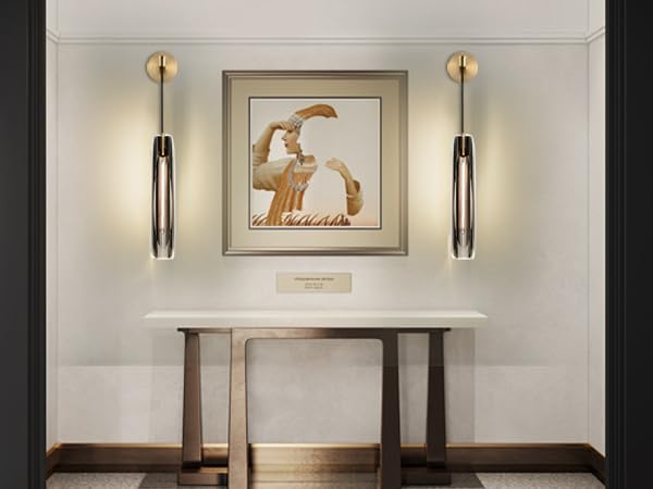 Image of Wall Sconces Sets of 2,Modern Brass Crystal Wall Sconces,Handmade Modern Vanity Wall Sconce with Clear Crystal,Bathroom Living Room Bedroom,Bedside,Hallway, Corridor(2 Bulb Included)