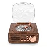 Retro Wood Grain CD Player Speaker, Water Ripple Projection Ambient Light