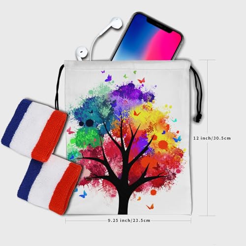 Image of Nerxy Art Grip Bag - Colorful Tree Gymnastics Grip Bag Gymnasts Gym Bag Artist Drawstring Gift Bag Gym Storage Pouch for Sports Party Favors