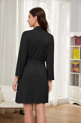 HEARTNICE Robes for Women Lightweight Short Knit Kimono Knee Length Bathrobe for Womens Soft 3/4 Sleeves Summer Sleepwear3