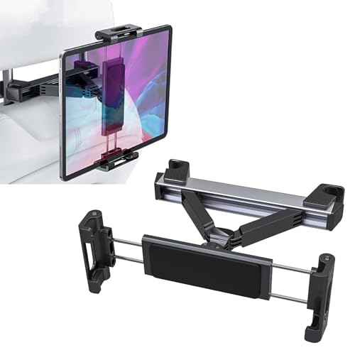 Rynvarl Soporte de Tableta para Coche - Soporte de Reposacabezas Giratorio de 360° con Brazo Extensible y Ajustable Compatible con Tabletas iPad/Samsung de 4,7 a 12,9 Pulgadas