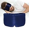 ATreebag Zijden slaapmasker voor dames en heren, 100% huidvriendelijk zijden oogmasker, groot nachtmasker met instelbare klittenband, voor thuis en op reis, 1 stuk (marineblauw)