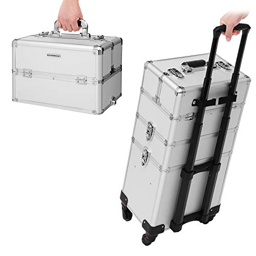 SONGMICS Kosmetikkoffer, professioneller Make-up Koffer, 3-in-1 Schminkkoffer für Reisen, großer Trolley für Friseure… – Bild 4