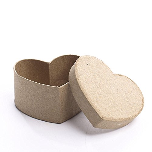 Factory Direct Craft 6 Paper Mache Heart Shaped Boxes (3" x 3") Heart Shaped Papier Mache Boxes Come With Lids - DIY Craft Projects Ready to Decorate for Valentine's Day