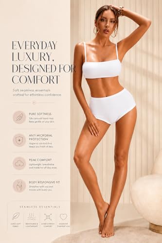 Image of Womens High Coverage Super Soft Elastane Stretch Mid Waist Boy Shorts Panties