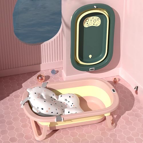 Image of StarAndDaisy Bath Tub for Baby 0-3 Years /Foldable Bath tub for Kids with Cushion & temerature Sensor, Space Saving Design, Newborn Baby Folding Bathing Tub Girls & Boys, Easy to Store -Pink