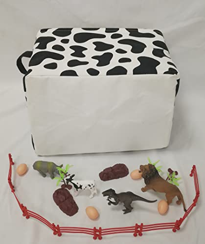 Image of Baby Storage Basket Nursery Box Laundry Hamper Organization Bins for Toys and Clothes with Handles (Cow)