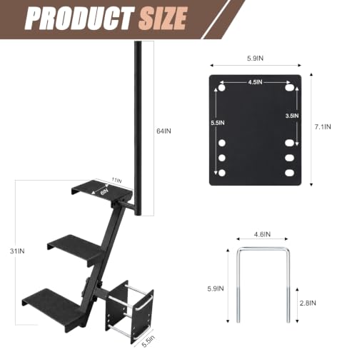 YESIDEA Boat Trailer Steps with Handrail Boat Trailer Ladder 3 Steps by YESIDEA - Used condition - Image 2
