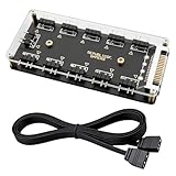 BosuLai Hub ARGB PC, Hub de Ventilador PC ARGB 3 Pines, 10 Hubs Spliter Adaptador de Cable de extensión de alimentación, Utilizado para expandir la Interfaz ARGB de la Placa Madre