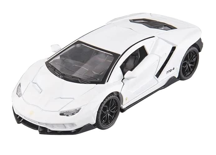 Image of Metal car Toy Lamborgheni LP770 Alloy Diecast Collectible Toy Vehicle with Light and Sound Pull Back Toy Car for Boys (White)