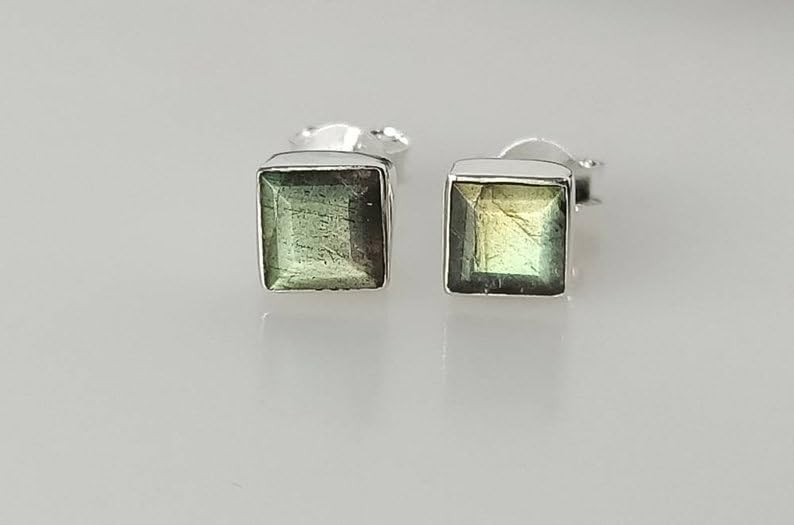 Boucles d'oreilles labradorite hypoallergénique contre irritations - 3