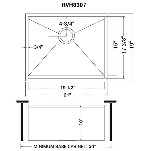 Ruvati 21-Inch Workstation Bar Prep Undermount 16 Gauge Ledge Kitchen Sink Stainless Steel Single Bowl - Rvh8307 #TOP1