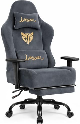 Video Gaming Chair for Adults with Footrest, Ergonomic Computer Chair, Gray