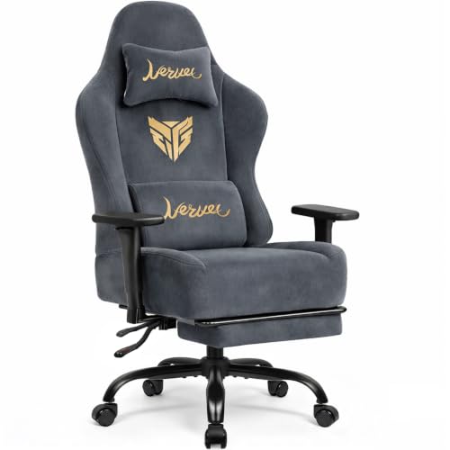Image of Video Gaming Chair for Adults with Footrest, Ergonomic Computer Chair, Gray