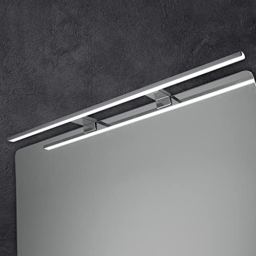 Inbagno Lampada da Specchio a LED per Bagno 74cm, Doppia modalità di Installazione, Finitura Cromo