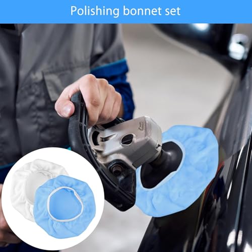 Polierhauben-Set 6 Stück Mikrofaser Polierhauben kompatibel mit Einhell Akku-Autopoliermaschine CE-CB 18/254 Li & Einhell CC-PO 90 für 220mm-250mm Poliermaschinen Blau und Weiß