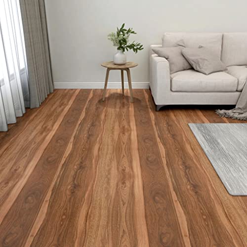 HOMIUSE Baldosas de PVC autoadhesivas, 55 unidades, 5,11 m², marrón, PVC, suelo laminado, adhesivo para azulejos, aspecto de madera, revestimiento de pared, lámina autoadhesiva para cocina, baño,