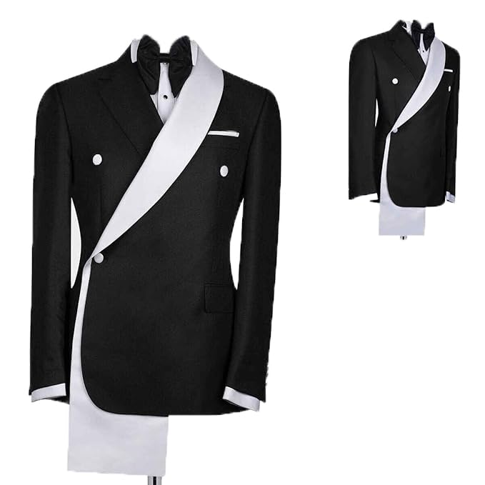 Men's Tux Jacket One-Button Shawl Lapel Blazer with White Trim, Formal Wear for Weddings and Dinners2