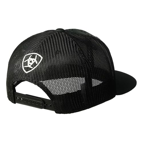 ARIAT Men’s Aztec Print Flat Bill Cap with Mesh Snapback, Black and Grey - Image 2
