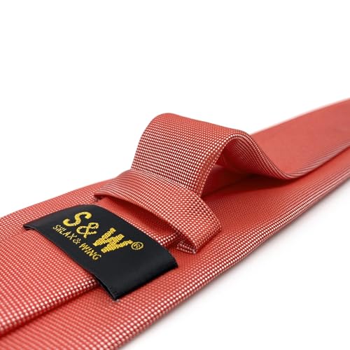 S&W SHLAX&WING Conjuntos de gravatas para homens gravatas vermelhas de seda cor sólida gravata de ta