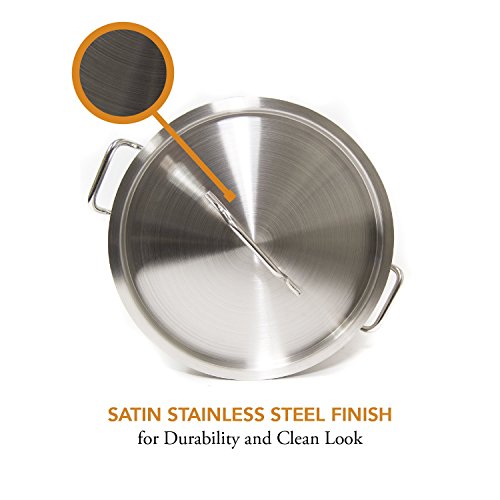 GasOne SP-32 Stainless Steel Brew Kettle Pot 5 Gallon 32 Quart Satin Finish with Lid/Cover