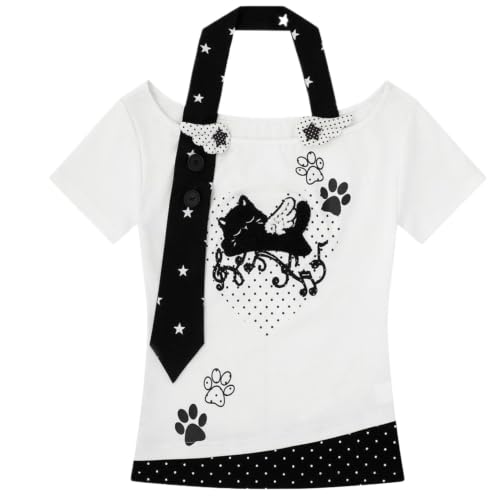 Image of Kawaii Cutecore Harajuku Y2k 2000s Tops Summer Preppy Aesthetic Alt Goth Emo Short Sleeve Graphic Tees