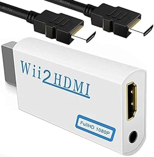 Upgraded Version Wii to HDMI Converter + High Speed HDMI Cable - Wii2 HDMI 1080P 720P HD Connector with 3.5mm Audio Jack Support All Wii Display Modes, Compatible with Full HD Devices