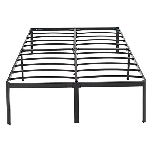 Image of Amazon Basics Heavy-Duty Non-Slip Bed Frame with Steel Slats, 18 inch Height for Storage Space, Sturdy Support for Mattress, Easy Assembly, Queen, Black