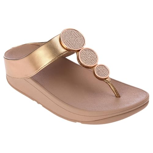 Image of FitFlop Halo Bead-Circle Metallic Toe-Post Sandals