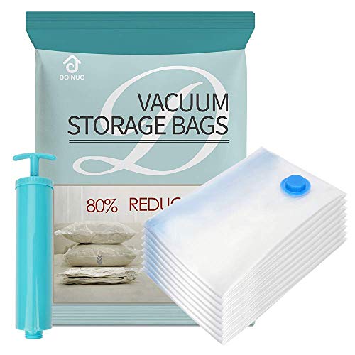DOINUO Premium Vacuum Storage Bags 8 Pack Jumbo Space Saver Compression Bags for Comforters Blankets Clothes Pillows Bedding Compression Bag with Free Travel Hand Pump 8 Pack - Jumbo(32