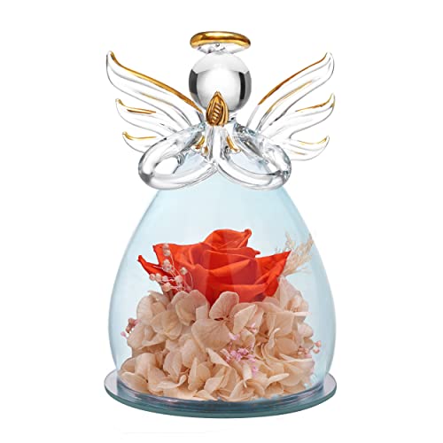 ANLUNOBクリスマスプレゼント女性 プリザーブドフラワー 生花 枯れない花 バラクリスマス 誕生日 記念日 ガラス天使 お土産 お見舞い お祝い ウェディング おばあちゃん 母 祖母 プレゼント 贈り物 ギフト ガラス 飾り物 芸術品