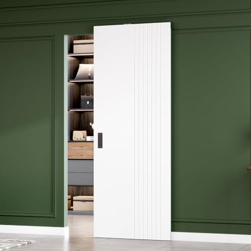 Image of Fredbeck White Concealed Barn Door 32x86 Fit Opening Width 24 inch~28 inch Hidden