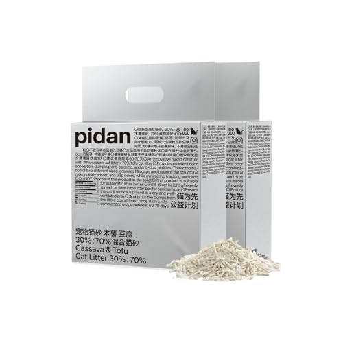 pidan Cassava Cat Litter with Tofu Litter clumping,Odor Control,Plant-Based Natural Ingredients,Ultra Absorbent and Fast Drying,Low Dust,Scented (5.3lb×2bags)