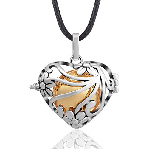 Eudora Harmony Bola My Heart 18mm Angle Caller Bell Pregnancy Pendant Necklace & 30'' Chain Gold