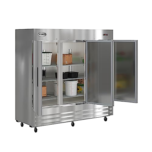 Image of KoolMore 80 in. Three-Door Stainless Steel Upright Commercial Reach-in Refrigerator, ETL LISTED - 72 cu. ft. (RIR-3D-SS)