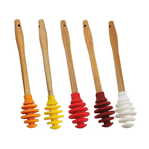 KICHOUSE 5pcs Silicone Honey Dippers, Non-stick Stirrer Spoons For Honey Pot Jar, Reusable Syrup Dippers, Assorted Colors, Ideal For Mixing And Serving Honey