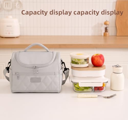 Image of WEMOL Insulated Lunch Bag for Travel, 8L Leakproof Tote Bag with Strap (Lunch Tote - Ash Grey)