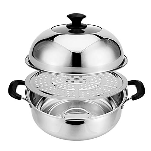 Olla De Acero Inoxidable para Sopa, Vaporera, Olla Espesa con Tapa Y Bandeja para Cocinar Al Vapor, para Cocina De Gas O De Inducción, 28 Cm