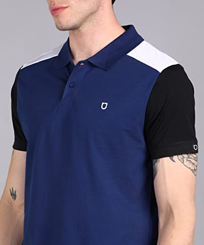 Image of Urbano Fashion Men's Colour-Block Slim Fit Half Sleeve Cotton Polo T-Shirt
