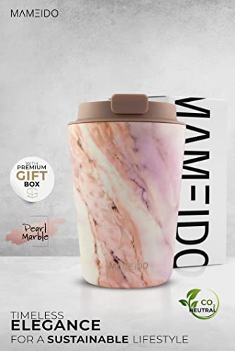 MAMEIDO Insulated Coffee Cup, Travel Mug 350 ml, Leakproof Coffee Flask BPA-Free, Tumbler for Hot & Cold Drinks (Pearl Marble) - Image 2