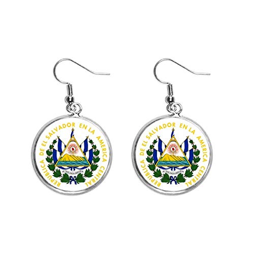 Pendiente de plata de El Salvador de cerámica para lucir el emblema nacional en reuniones y fiestas